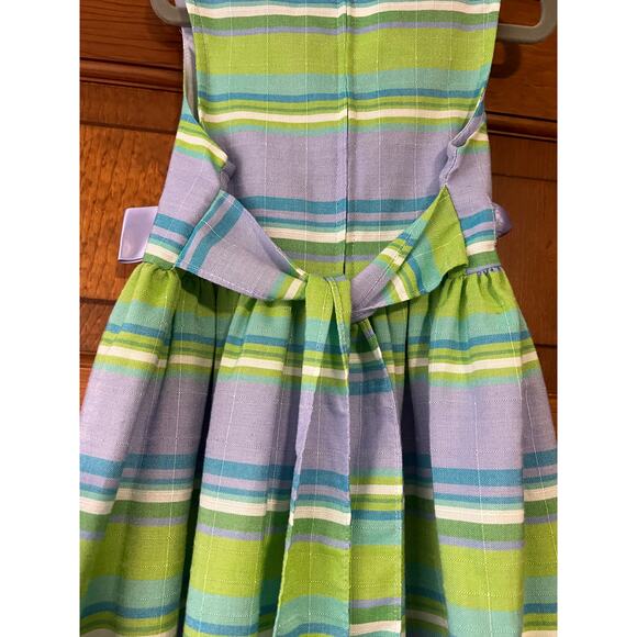 Bonnie Jean Girls Pastel Striped Fit & Flare Dress Lavender Green Blue Size 5 - Picture 6 of 9